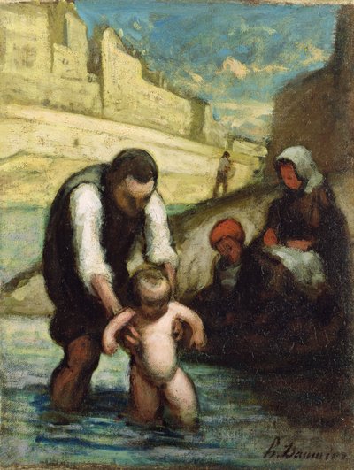 The First Swim by Honoré Daumier